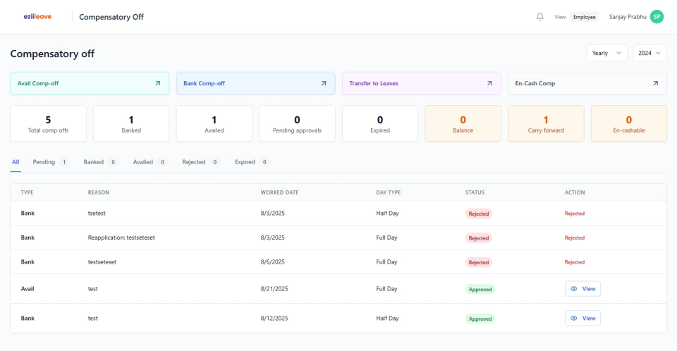Compensatory off - Extra effort logged and rewarded